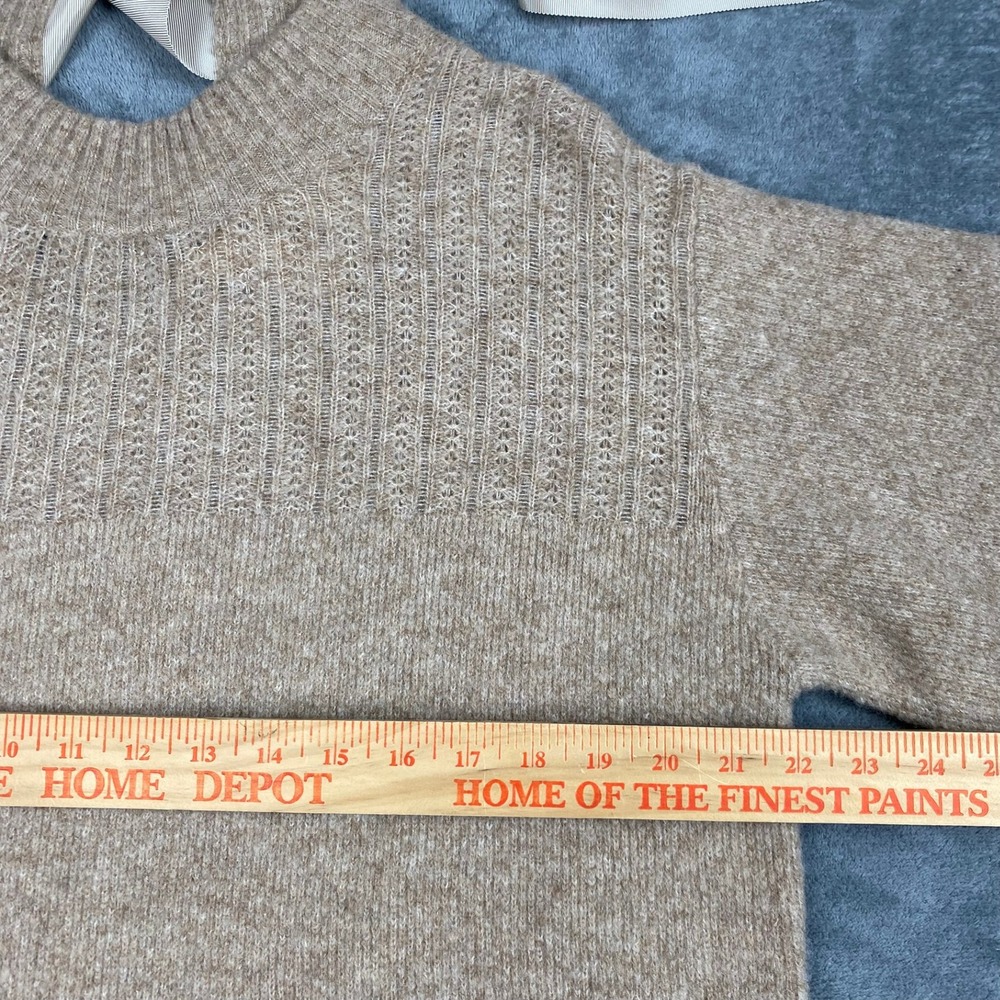 The Good Friends Women Sweater L Beige Wool Blend Back Tie Ribbon Balloon Sleeve - Picture 10 of 12
